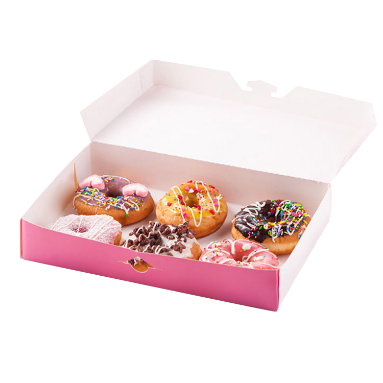 New design custom size logo printing bakery pastry box cheap mini large paper donut packaging boxes(图2)