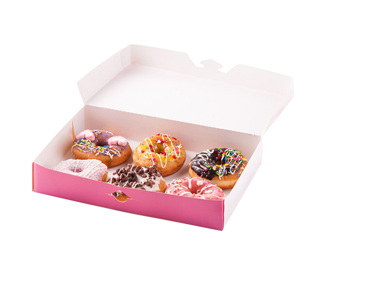 New design custom size logo printing bakery pastry box cheap mini large paper donut packaging boxes