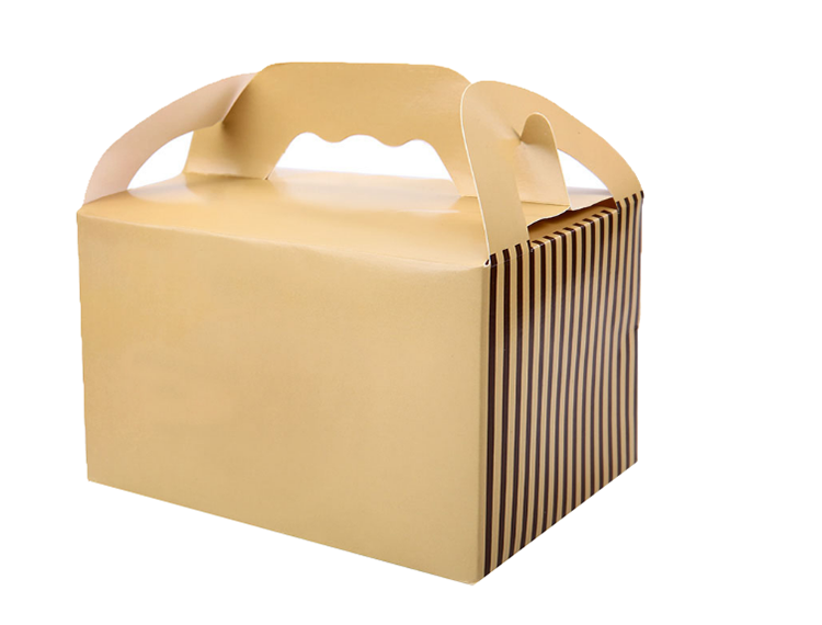  Brown craft cake box custom printing logo with handle wedding box packaging