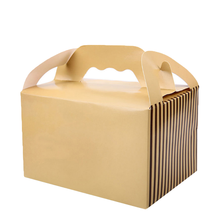  Brown craft cake box custom printing logo with handle wedding box packaging(图2)