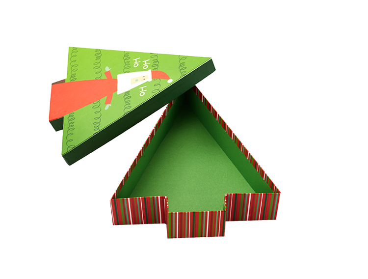 New Design Christmas Tree Shaped Holiday Packaging Box Lid Base Box