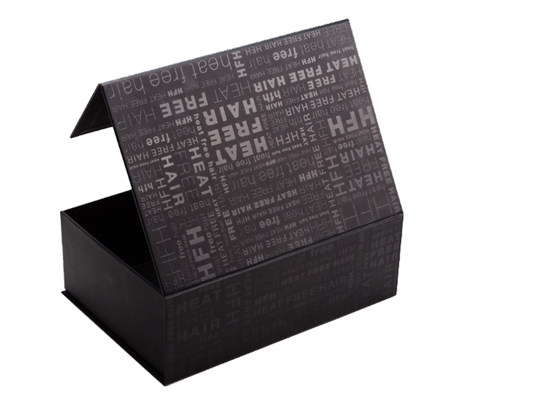 Custom Logo Cardboard Black Folding Magnetic Gift Box Luxury Hair Extension Packaging Box(图4)