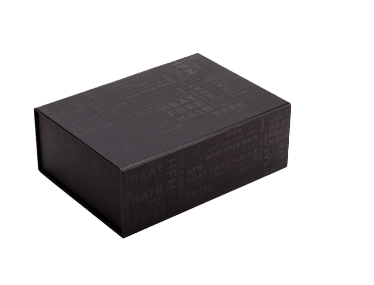 Custom Logo Cardboard Black Folding Magnetic Gift Box Luxury Hair Extension Packaging Box(图2)
