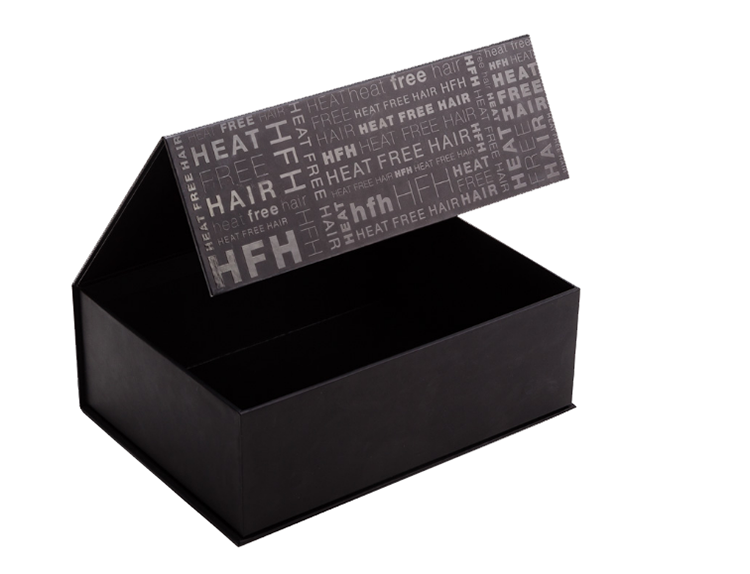 Custom Logo Cardboard Black Folding Magnetic Gift Box Luxury Hair Extension Packaging Box(图3)