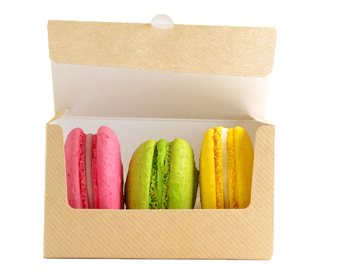Macaron gift box with Pvc window cookie packaging paper box